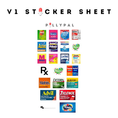 PillyPal V1 OTC Sticker Sheet