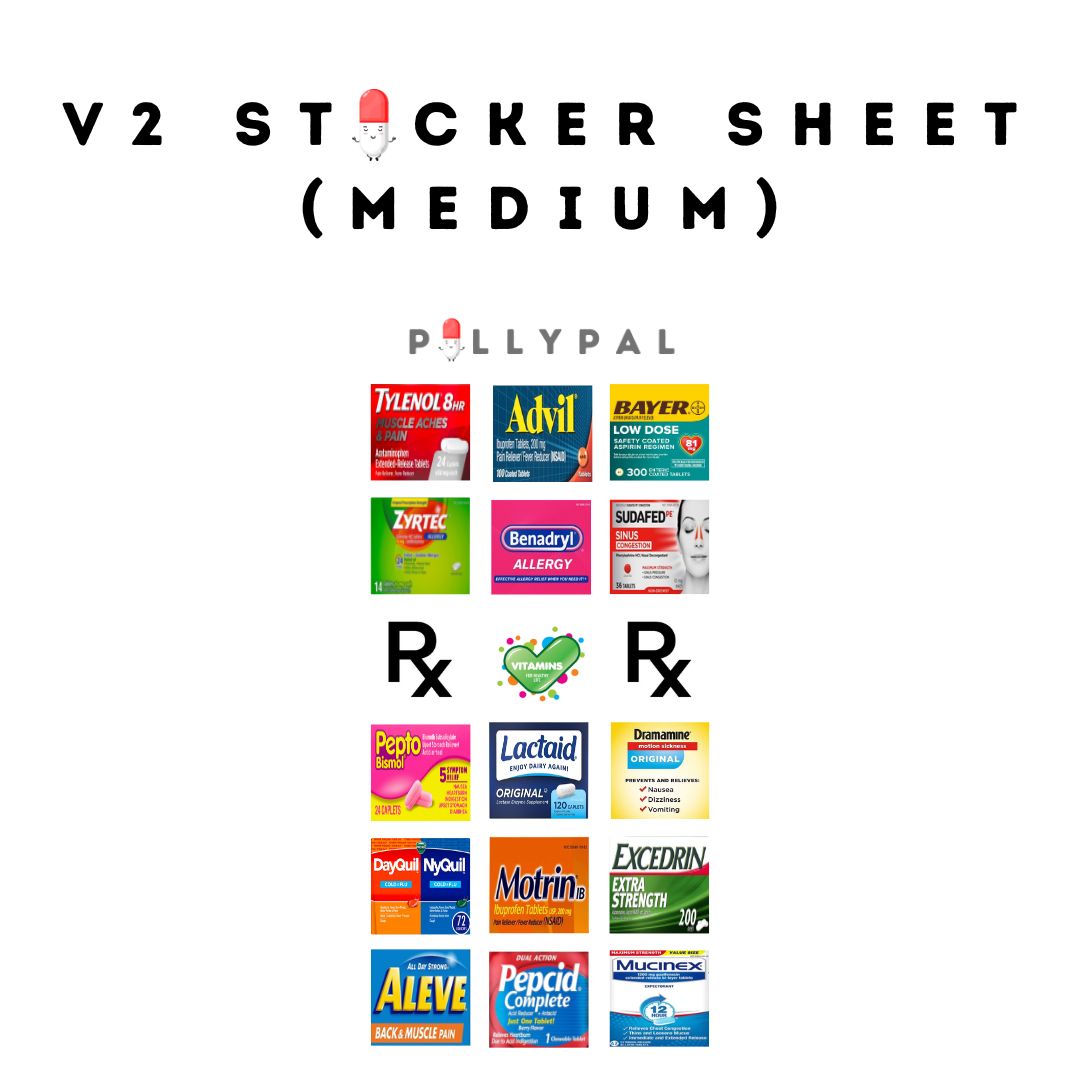 PillyPal V2 OTC Sticker Sheet (M)